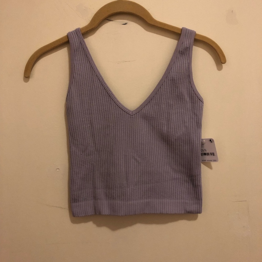 Solid Ribbed Lavendar Cropped Tank Top Free People